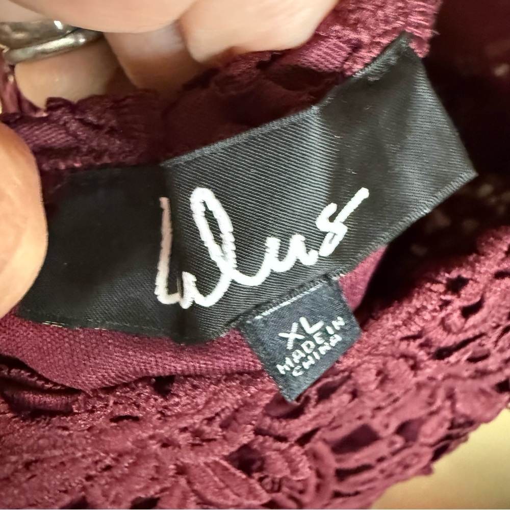 NWT Lulu's Size XL Lace Detailed Backless Mini Dress Burgundy Formal Wedding - Picture 6 of 8